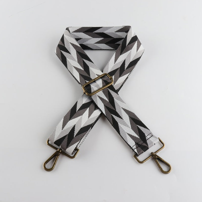Diamond Fragments Print Bronze Buckle Wide Shoulder Straps