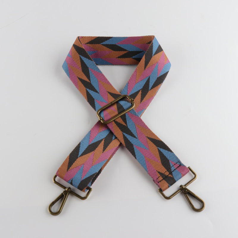 Diamond Fragments Print Bronze Buckle Wide Shoulder Straps