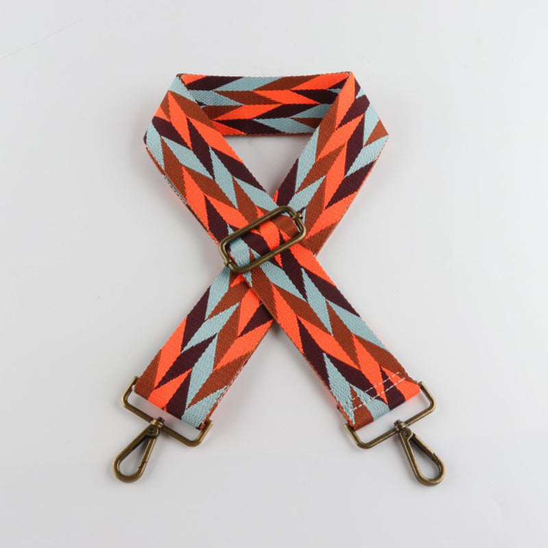Diamond Fragments Print Bronze Buckle Wide Shoulder Straps
