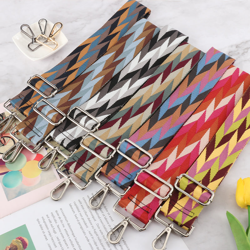 Colored Rhombus Wide Bag Shoulder Straps