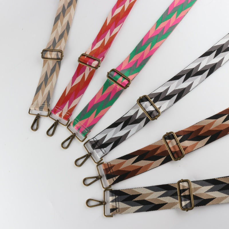 Diamond Fragments Print Bronze Buckle Wide Shoulder Straps