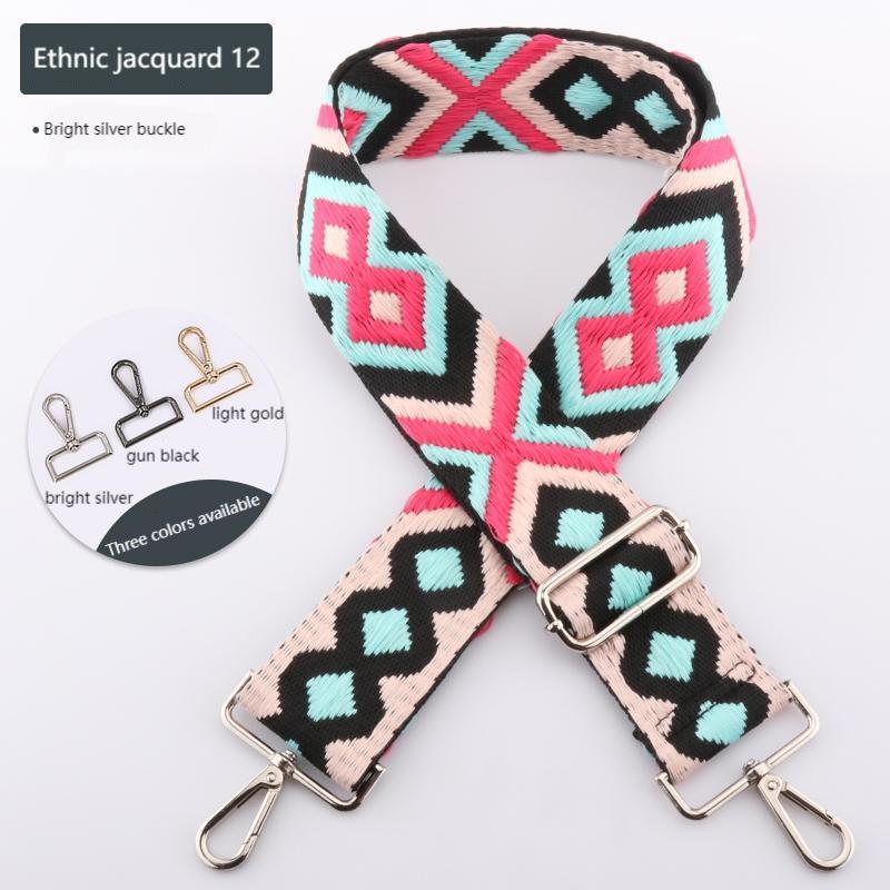 Ethnic Style Jacquard Wide Bag Strap