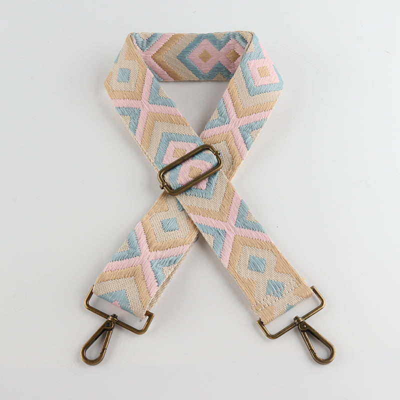 Ethnic Style Jacquard Bronze Buckle Wide Shoulder Straps
