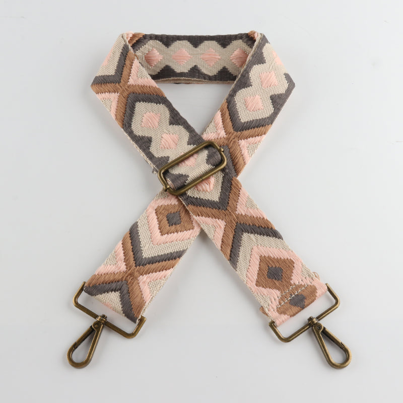 Ethnic Style Jacquard Bronze Buckle Wide Shoulder Straps