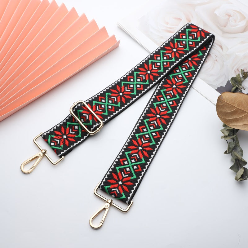 White Edge Red and Blue Diamond Wide Bag Strap