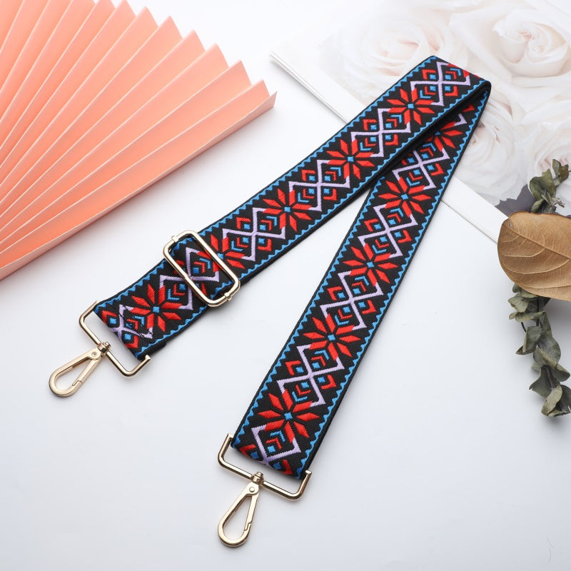 White Edge Red and Blue Diamond Wide Bag Strap