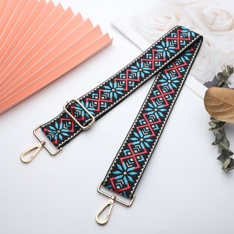 White Edge Red and Blue Diamond Wide Bag Strap