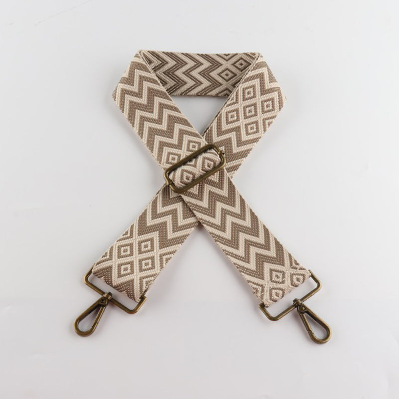 W Character Grain Bronze Buckle Wide Shoulder Straps