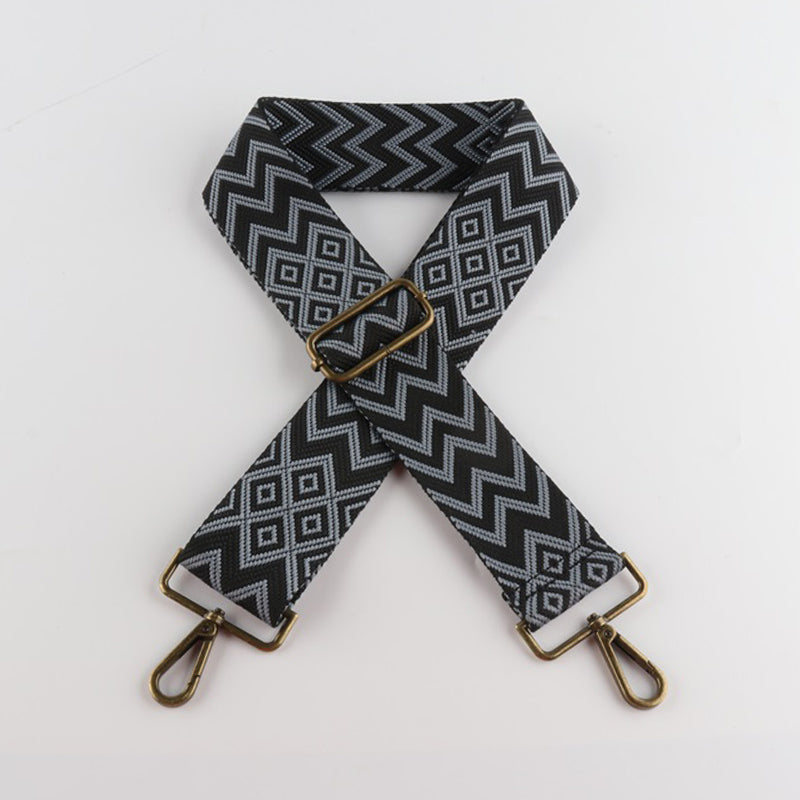 W Character Grain Bronze Buckle Wide Shoulder Straps