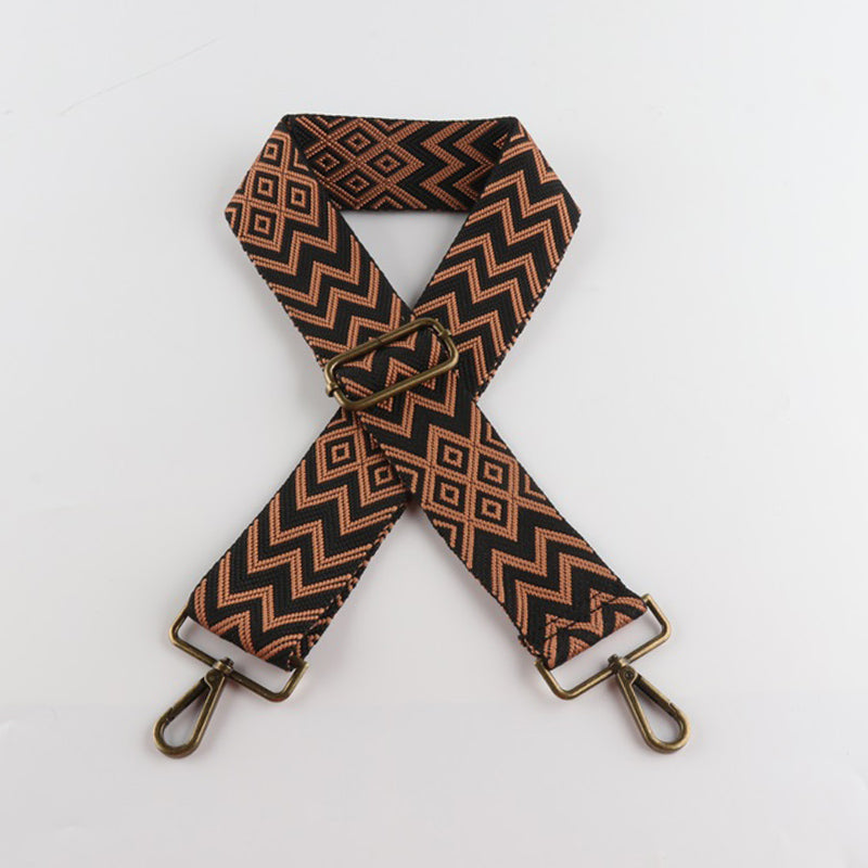 W Character Grain Bronze Buckle Wide Shoulder Straps