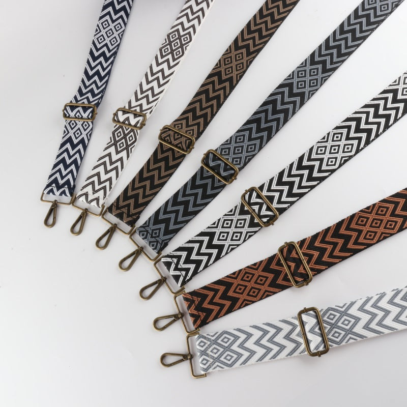 W Character Grain Bronze Buckle Wide Shoulder Straps