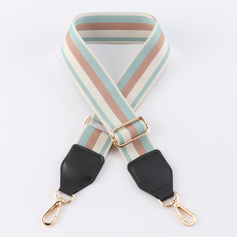 Contrast Color Wide Bag Strap with Leather Head