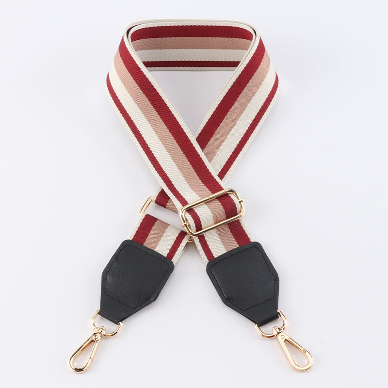 Contrast Color Wide Bag Strap with Leather Head