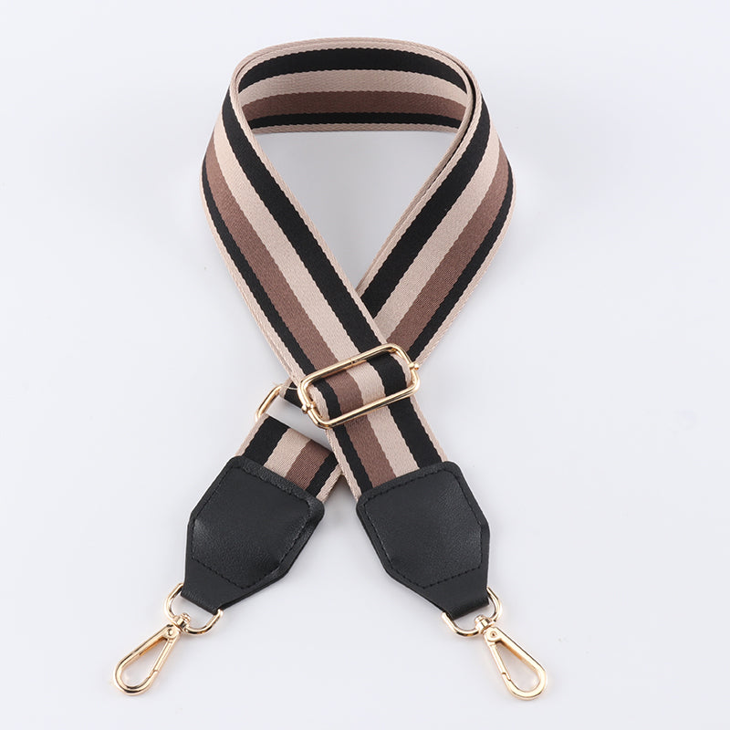 Contrast Color Wide Bag Strap with Leather Head