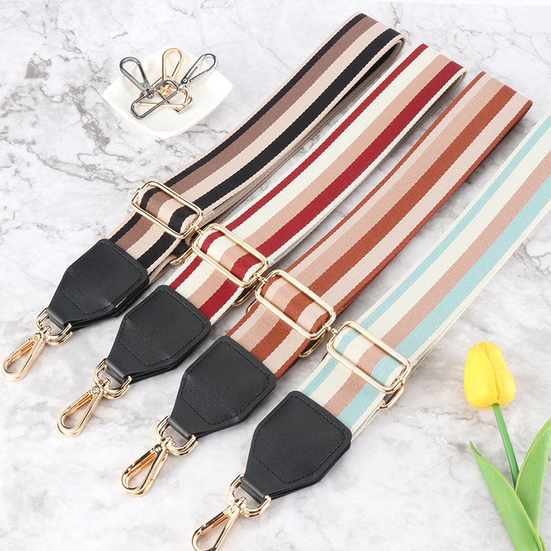 Contrast Color Wide Bag Strap with Leather Head