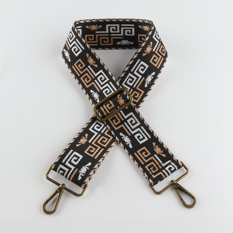 Dark Geometry Textured Bronze Buckle Wide Shoulder Straps