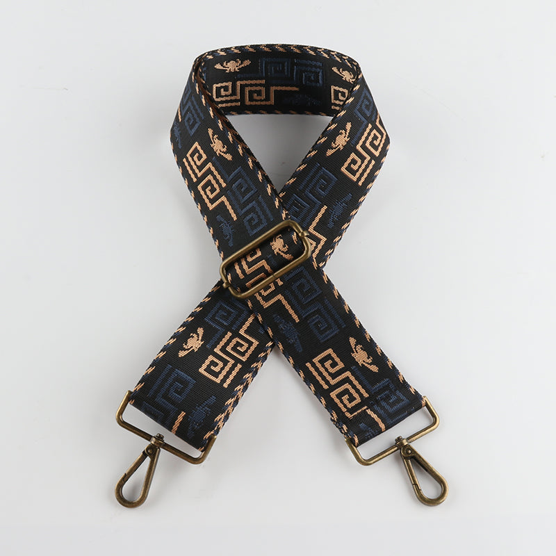 Dark Geometry Textured Bronze Buckle Wide Shoulder Straps