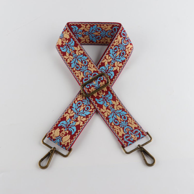 Ethnic Retro Jacquard Bronze Buckle Wide Shoulder Straps