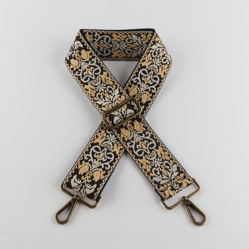 Ethnic Retro Jacquard Bronze Buckle Wide Shoulder Straps