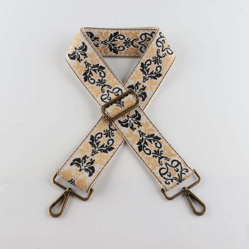 Ethnic Retro Jacquard Bronze Buckle Wide Shoulder Straps