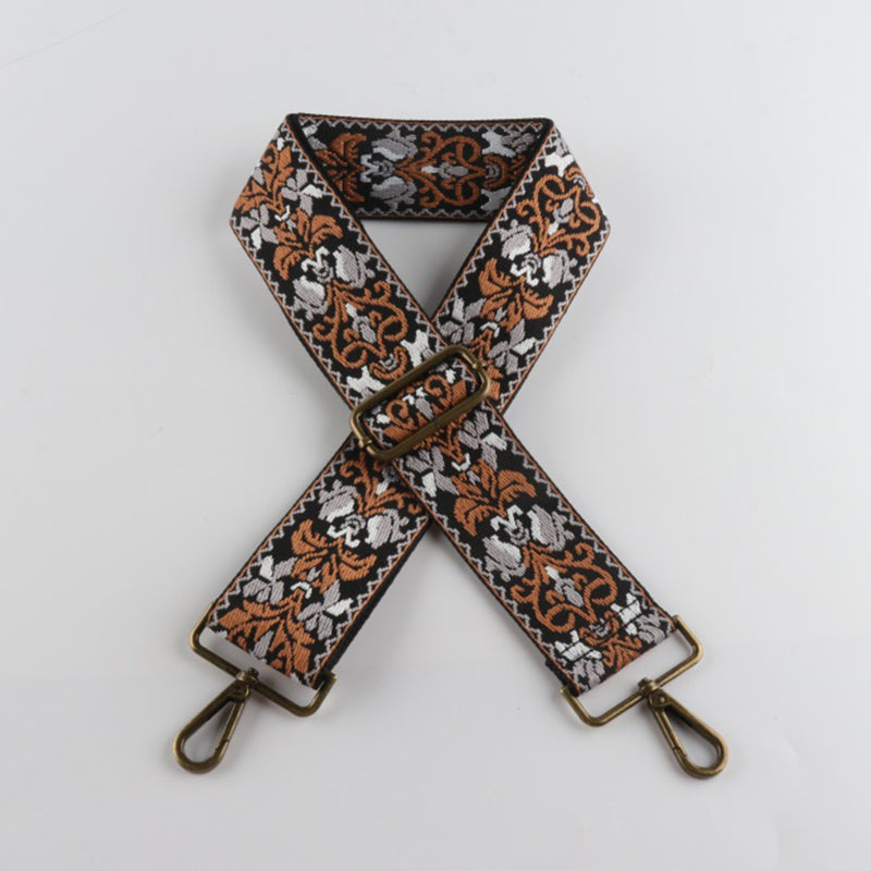 Ethnic Retro Jacquard Bronze Buckle Wide Shoulder Straps