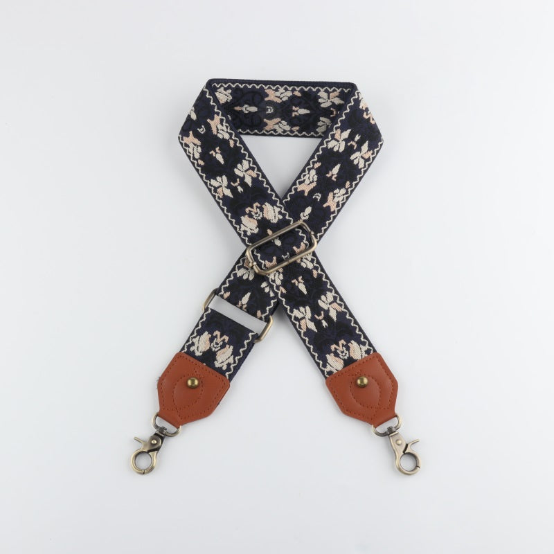 Ethnic Style Bag Strap with Brown Leather Head