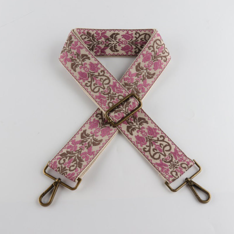 Ethnic Retro Jacquard Bronze Buckle Wide Shoulder Straps