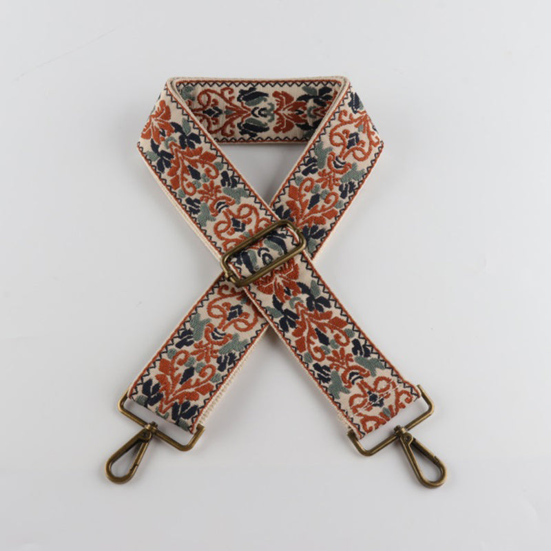 Ethnic Retro Jacquard Bronze Buckle Wide Shoulder Straps
