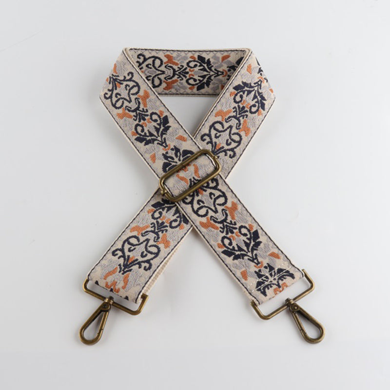 Ethnic Retro Jacquard Bronze Buckle Wide Shoulder Straps
