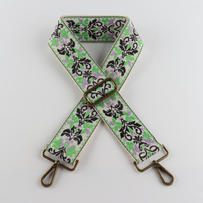 Ethnic Retro Jacquard Bronze Buckle Wide Shoulder Straps