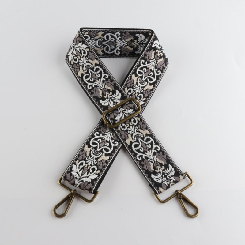 Ethnic Retro Jacquard Bronze Buckle Wide Shoulder Straps