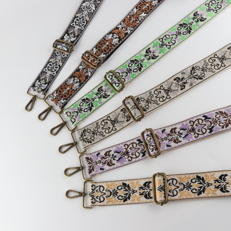 Ethnic Retro Jacquard Bronze Buckle Wide Shoulder Straps