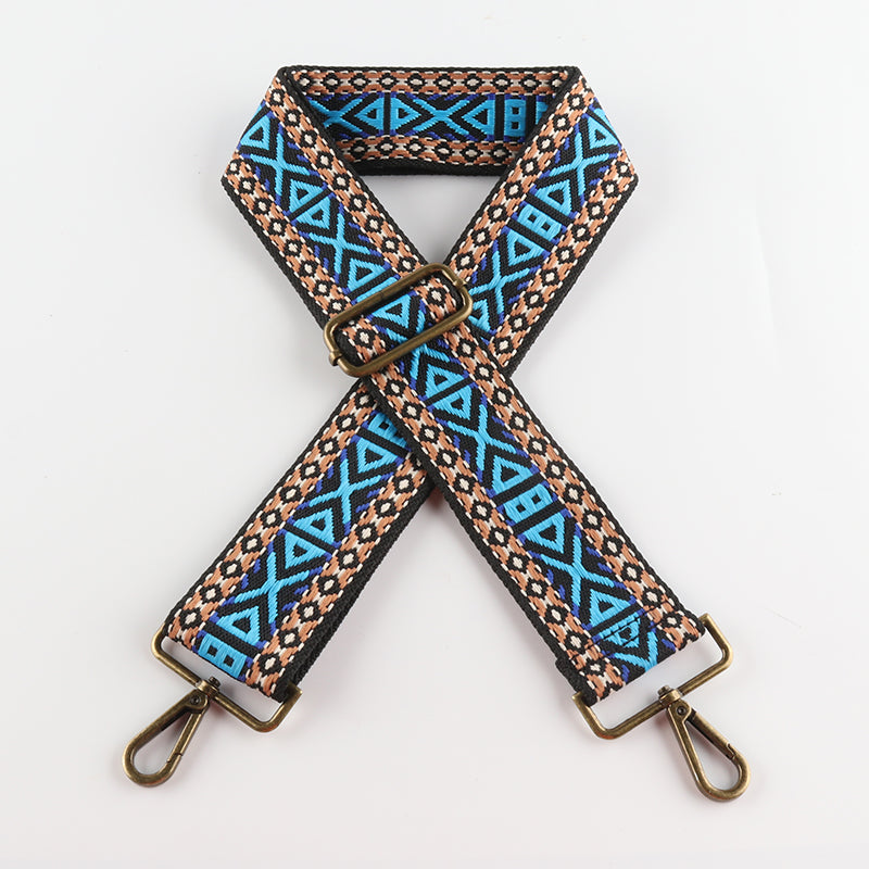 Various Geometric Patterns Bronze Buckle Wide Shoulder Straps