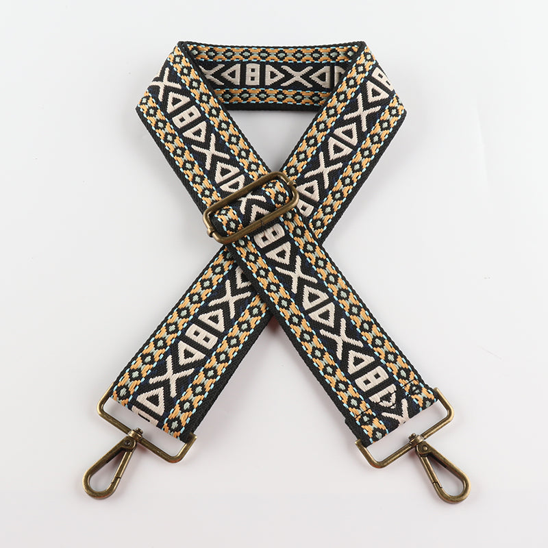 Various Geometric Patterns Bronze Buckle Wide Shoulder Straps