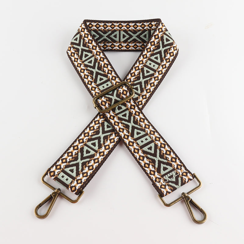 Various Geometric Patterns Bronze Buckle Wide Shoulder Straps