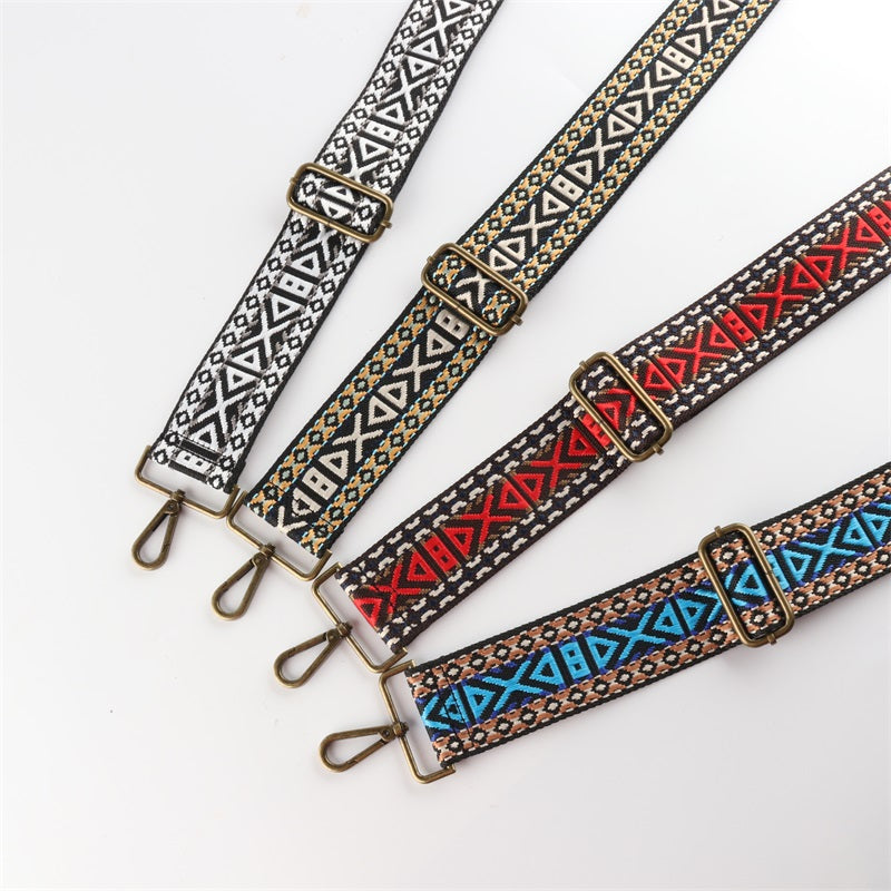 Various Geometric Patterns Bronze Buckle Wide Shoulder Straps