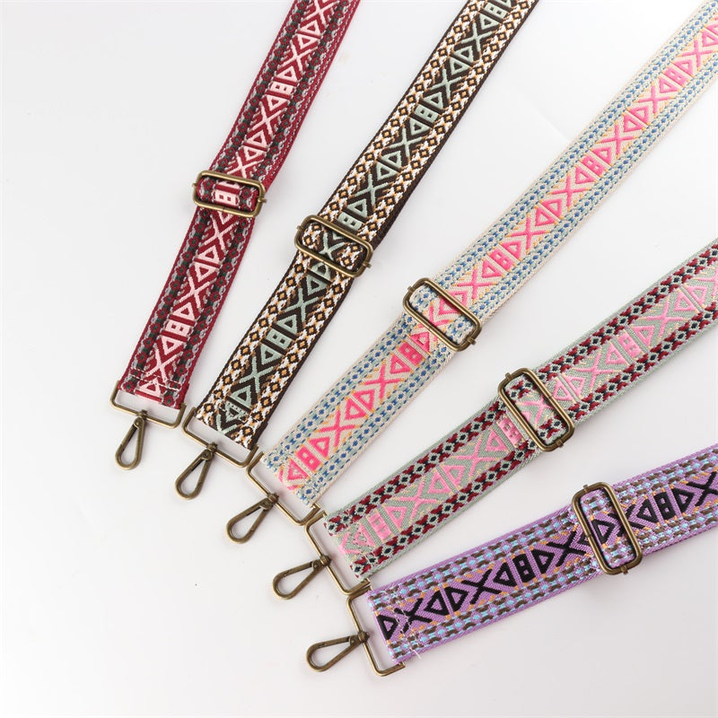 Various Geometric Patterns Bronze Buckle Wide Shoulder Straps