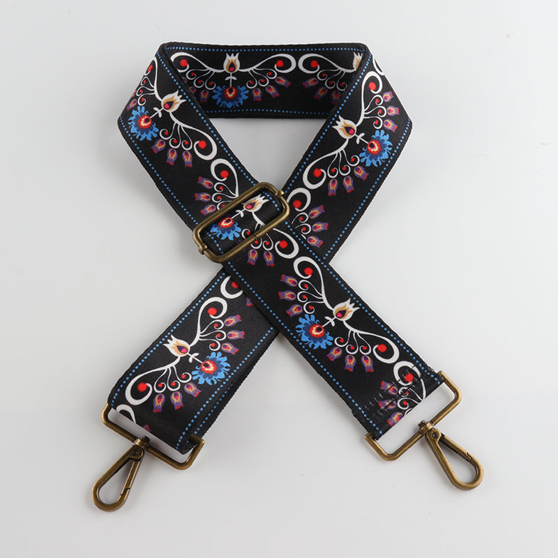 Ethnic Pattern Bronze Buckle Wide Shoulder Straps