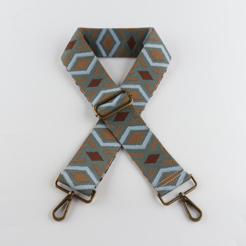 Bold Diamond Pattern Bronze Buckle Wide Shoulder Straps