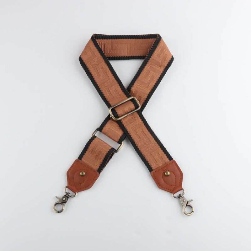 Ethnic Style Bag Strap with Brown Leather Head