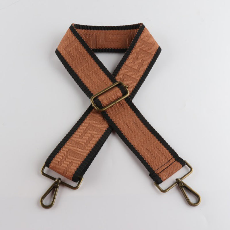 Meander Pattern Print Bronze Buckle Wide Shoulder Straps