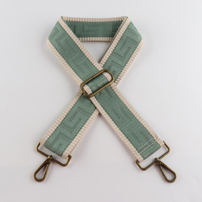 Meander Pattern Print Bronze Buckle Wide Shoulder Straps