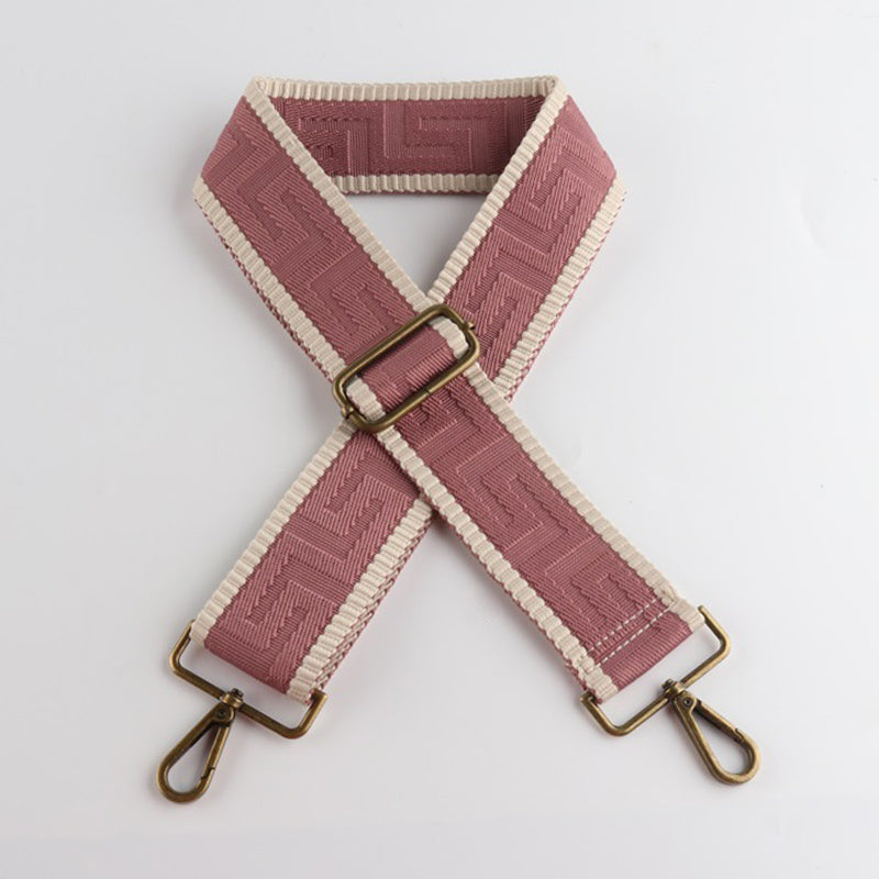 Meander Pattern Print Bronze Buckle Wide Shoulder Straps