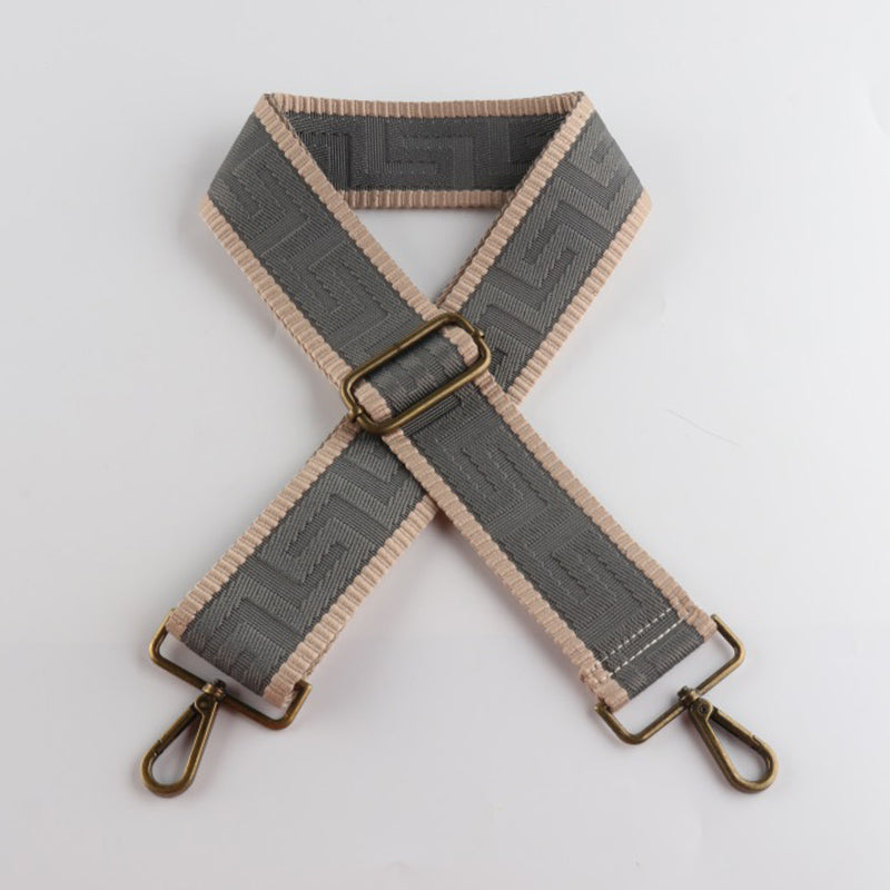 Meander Pattern Print Bronze Buckle Wide Shoulder Straps