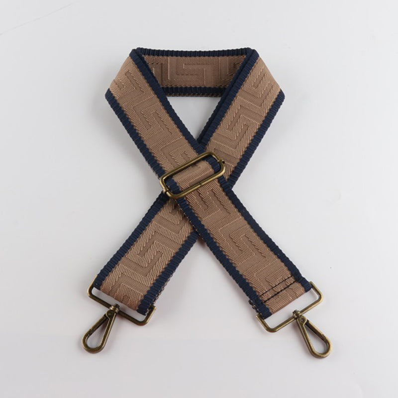 Meander Pattern Print Bronze Buckle Wide Shoulder Straps