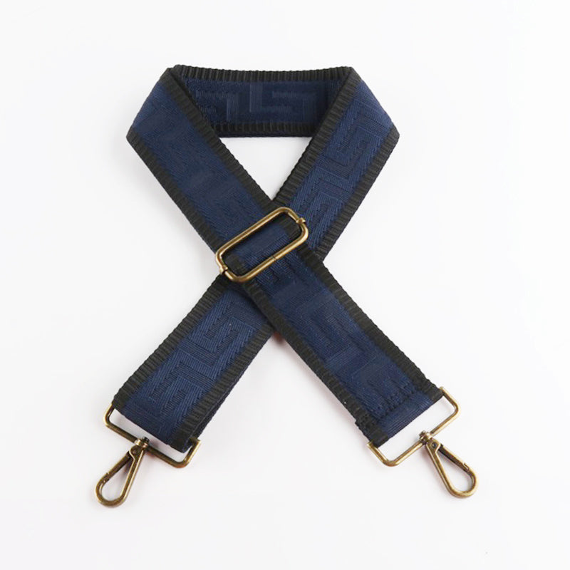 Meander Pattern Print Bronze Buckle Wide Shoulder Straps