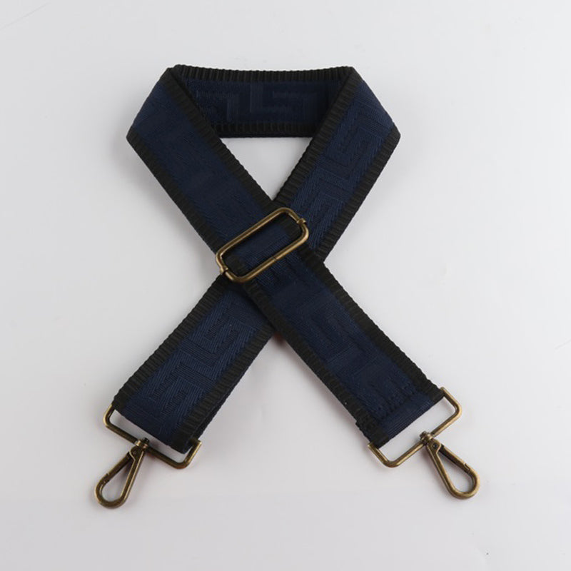 Meander Pattern Print Bronze Buckle Wide Shoulder Straps