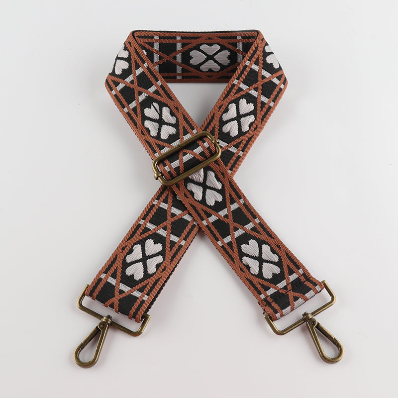 Four Clover Grid Print Bronze Buckle Wide Shoulder Straps