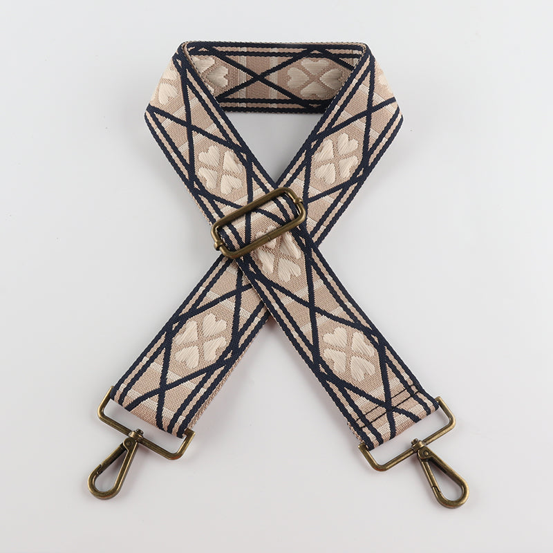 Four Clover Grid Print Bronze Buckle Wide Shoulder Straps