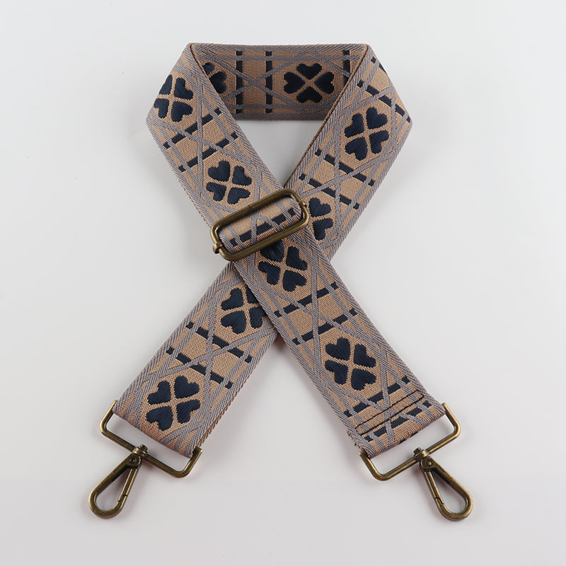 Four Clover Grid Print Bronze Buckle Wide Shoulder Straps